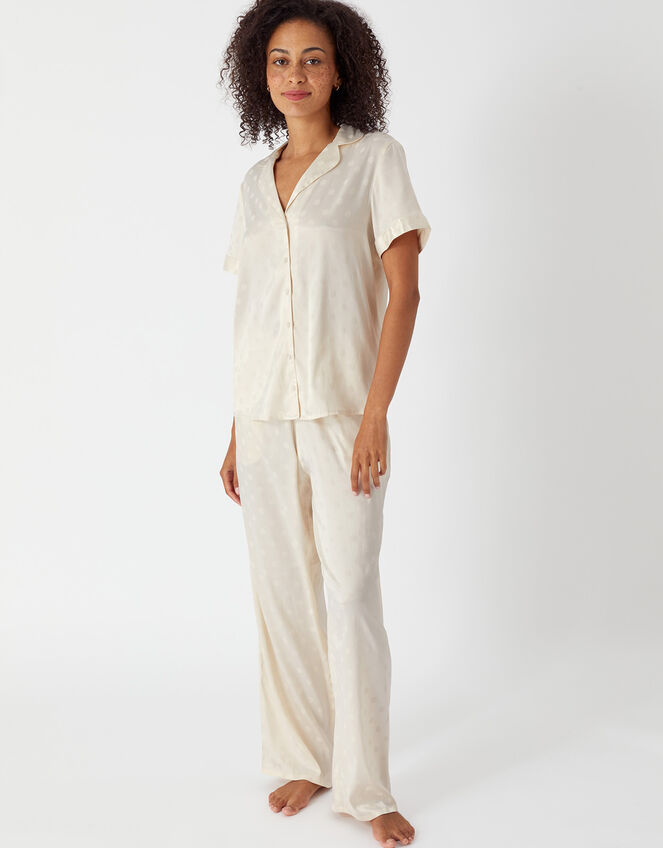 Spot Satin Full-Length Pyjama Set, Gold (GOLD), large