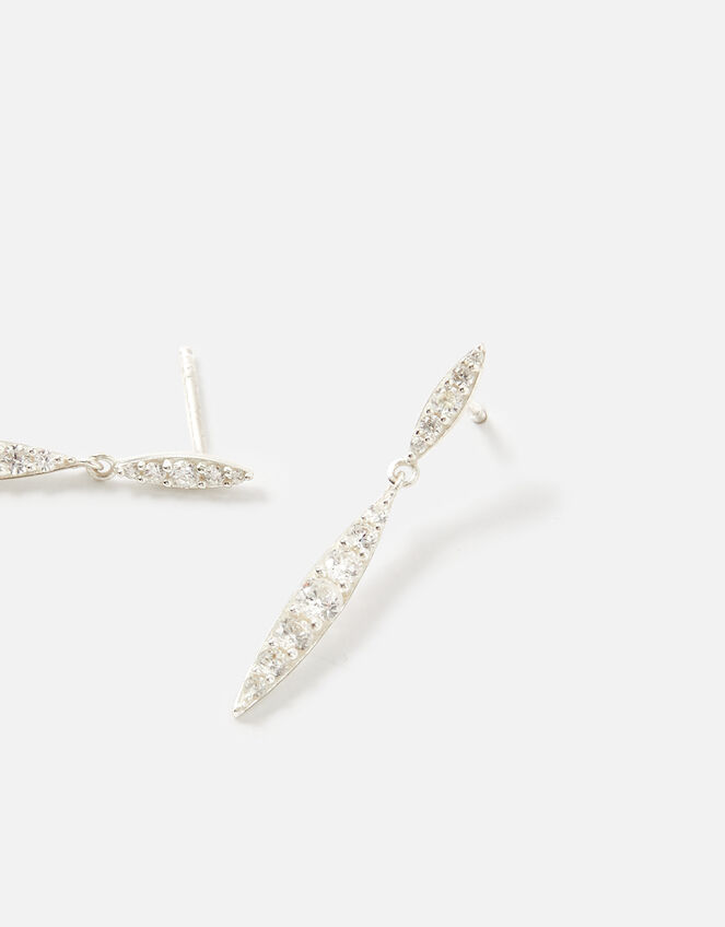 Sterling Silver Pave Droplet Earrings, , large