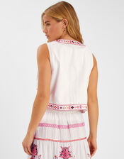 Mirror & Palm Embroidered Waistcoat, White (WHITE), large