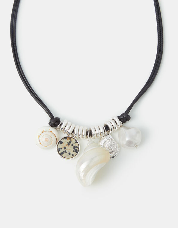 Shell Charm Cord Necklace, , large
