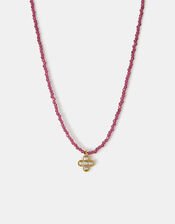 14ct Gold-Plated Clover Beaded Necklace, , large
