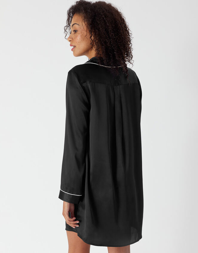 Satin Nightshirt, Black (BLACK), large
