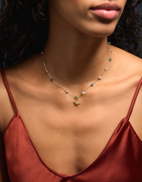 14ct Gold-Plated Semi Precious Pendant Necklace, , large