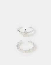 2-Pack Sterling Silver-Plated Shell & Starfish Rings, , large