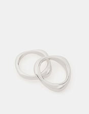 2-Pack Sterling Silver-Plated Irregular Rings, Silver (ST SILVER), large