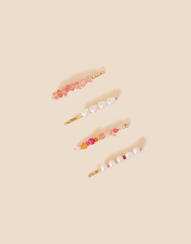 Pearl Gem Hair Slides 4 Pack, , large