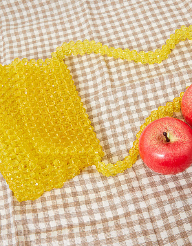 Beaded Shoulder Bag, Yellow (YELLOW), large