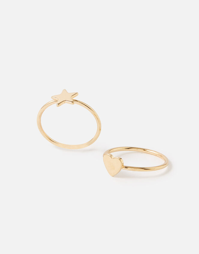 Star Heart Stacking Ring Set , Gold (GOLD), large