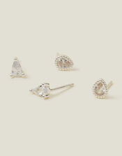 2-Pack Sterling Silver-Plated Teardrop Studs, , large