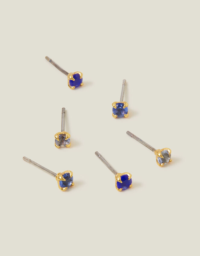 3-Pack 14ct Gold-Plated Stud Earrings, , large