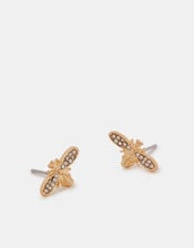 Bee Diamanté Stud Earrings, , large