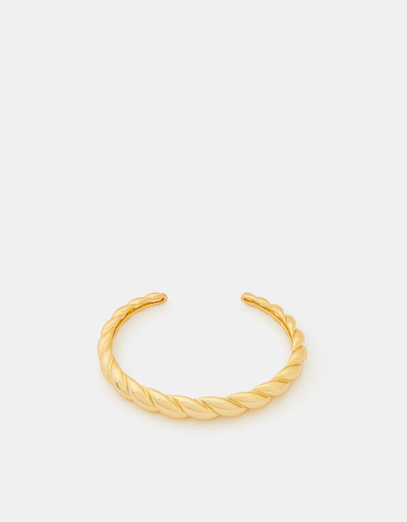 14ct Gold-Plated Twisted Wave Bangle, , large