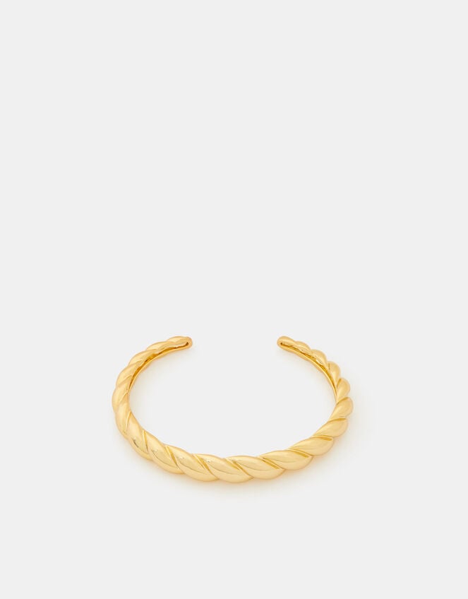 14ct Gold-Plated Twisted Wave Bangle, , large