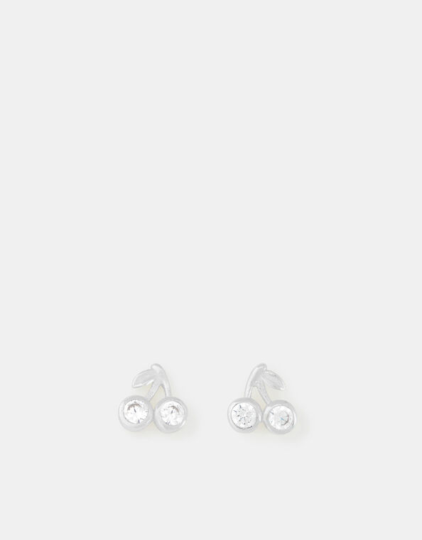 Sterling Silver Cherry Stud Earrings, , large
