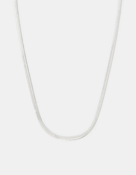 Sterling Silver-Plated Omega Chain Necklace, , large