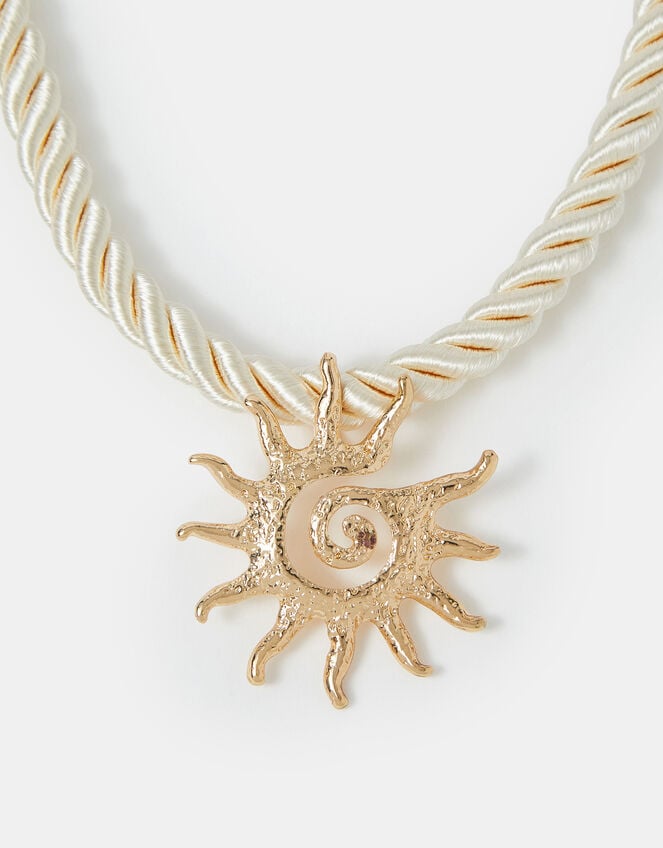 Sun Pendant Twisted Cord Necklace, , large