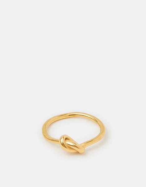 14ct Gold-Plated Stainless Steel Knot Ring, Gold (GOLD), large