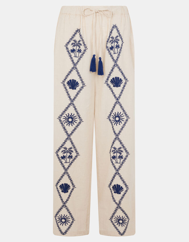 Tropical Embroidered Trousers, Natural (NATURAL), large