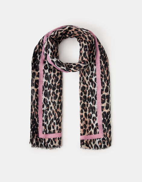 Lightweight Leopard Print Scarf, , large