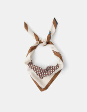 Reversible Tile Print Square Satin Scarf, , large