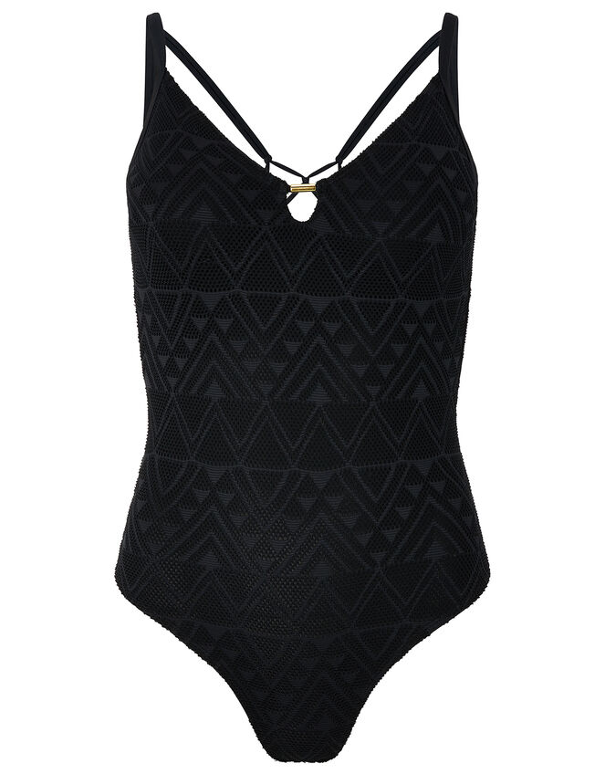 Macrame Swimsuit, Black (BLACK), large