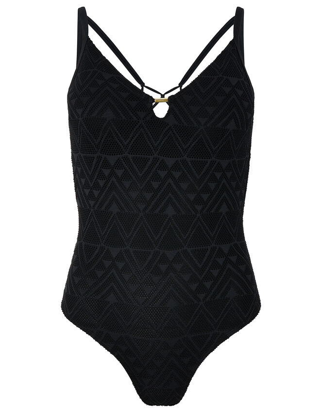 Macrame Swimsuit, Black (BLACK), large