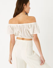 Broderie Crop Top, Ivory (IVORY), large