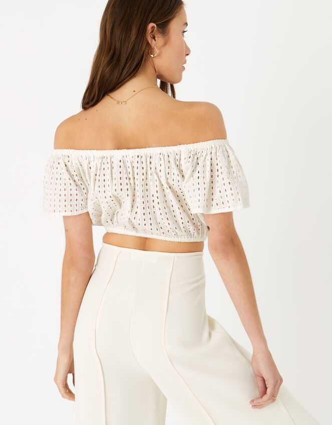 Broderie Crop Top, Ivory (IVORY), large