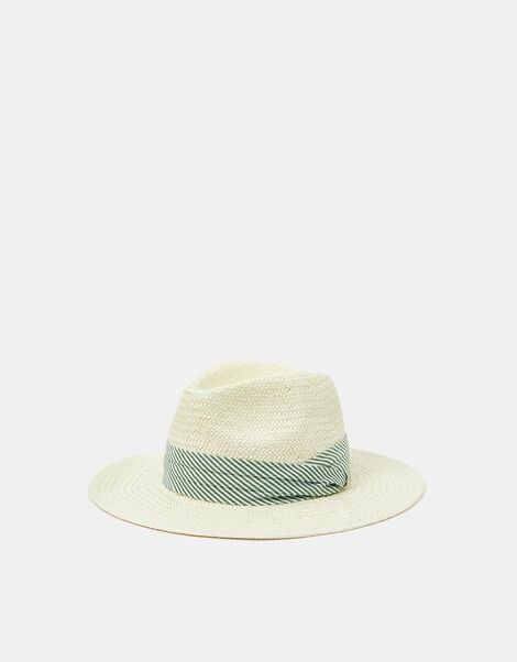 Stripe Band Fedora Hat, , large