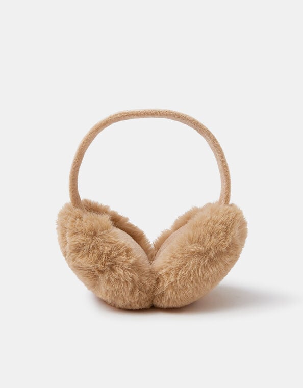 Faux Fur Earmuffs, Natural (NATURAL), large