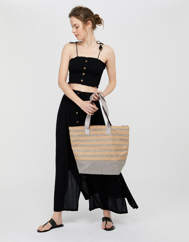 Glitter Stripe Tote Bag with Matching Pouch., , large