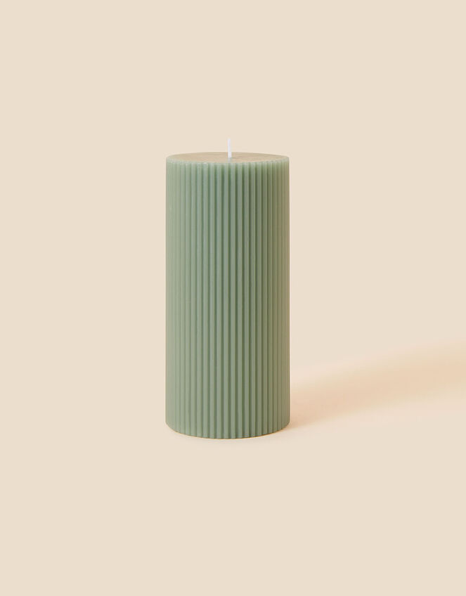 Ribbed Pillar Candle, Green (GREEN), large