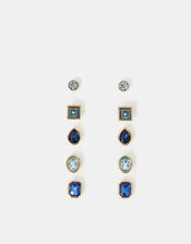 5-Pack Gem Stud Earrings Blue, , large