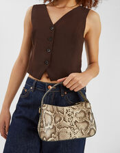 Mini Faux Snakeskin Handbag, , large