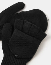 Plain Capped Gloves, Black (BLACK), large