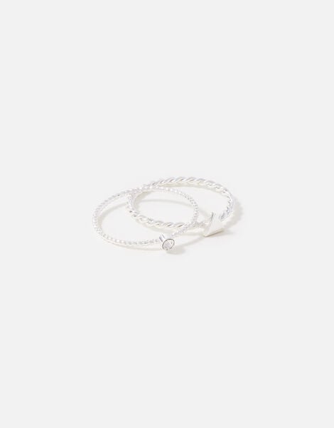 Crystal Twist Stacking Ring Twinset Silver, Silver (SILVER), large