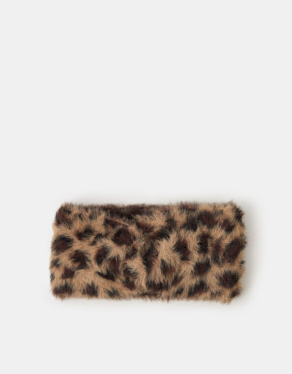 Faux Fur Leopard Print Bando, , large