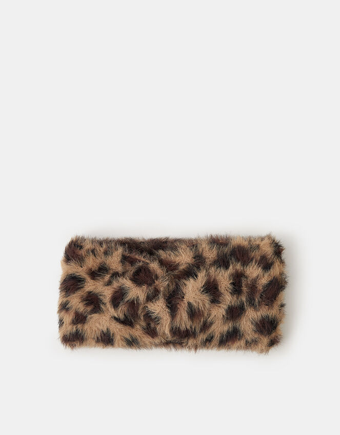 Faux Fur Leopard Print Bando, , large