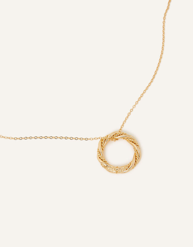 14ct Gold-Plated Twisted Hoop Pendant Long Necklace, , large