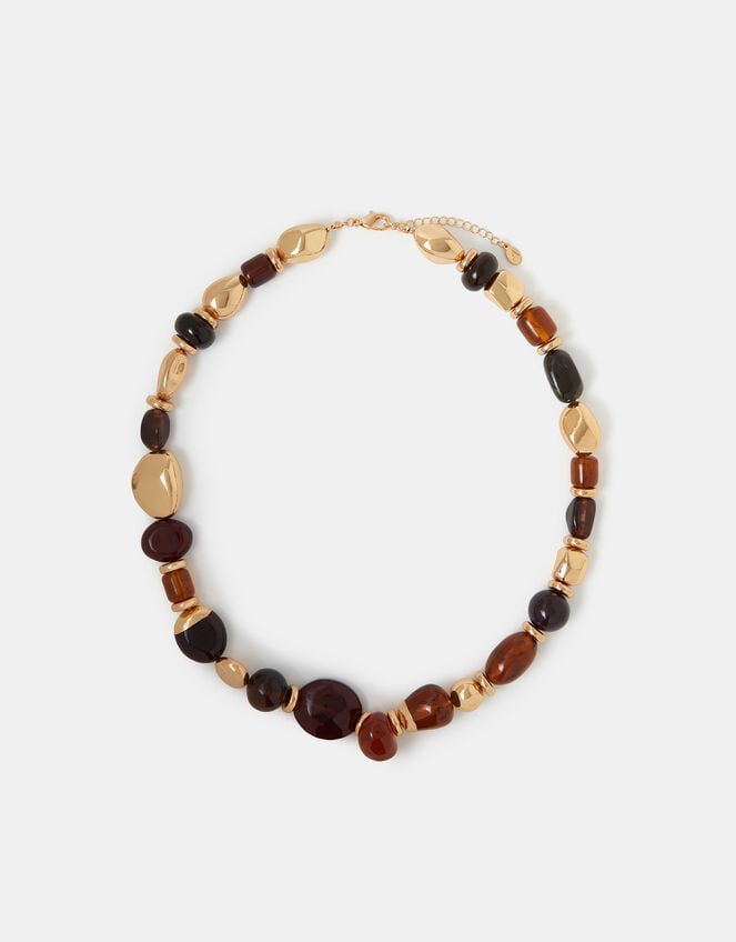 Chunky Organic Resin Beaded Necklace, , large