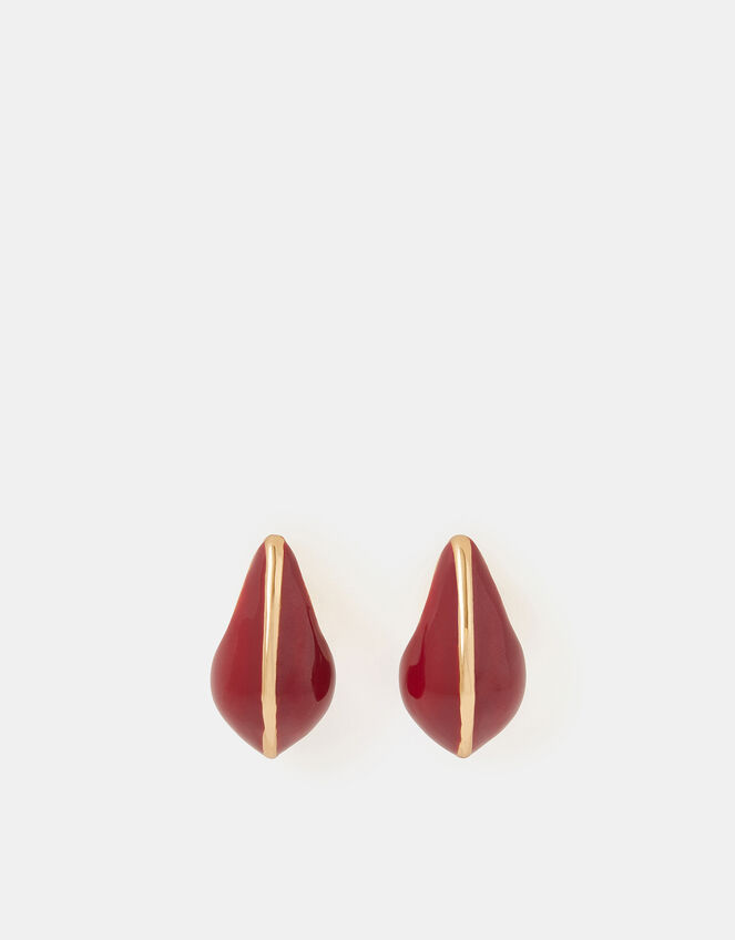 Enamel Inlay Curve Drop Earrings, , large