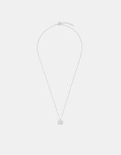 Sterling Silver Princess Cut Pendant Necklace, , large