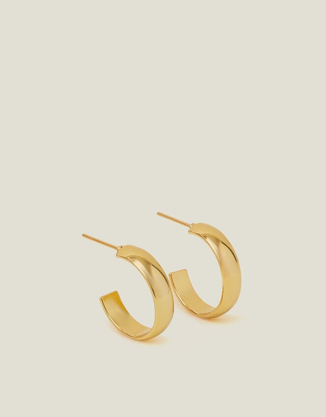 14ct Gold-Plated Chunky Hoop Earrings, , large