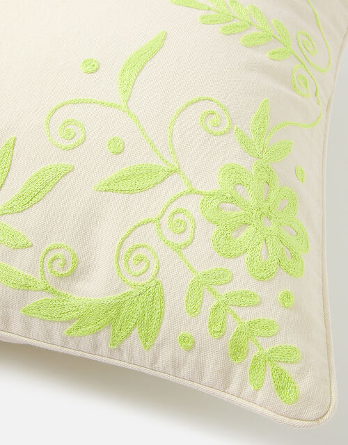 Riviera Embroidered Cushion Cover, Green (LIME), large