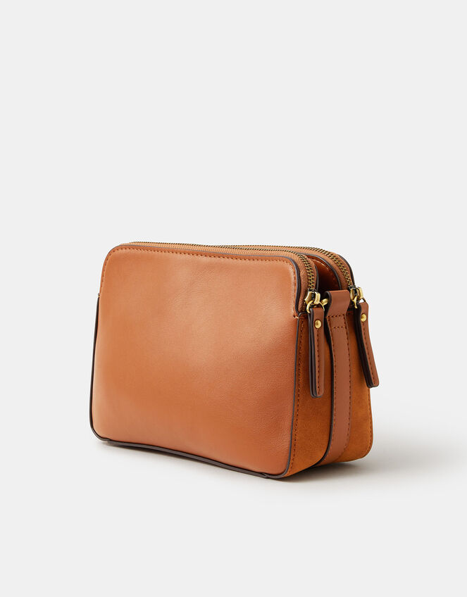 Classic Double Zip Crossbody Bag, Tan (TAN), large