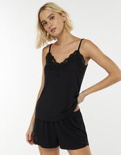 Teya Pyjama Vest and Shorts Set, Black (BLACK), large
