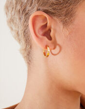 Gold-Plated Crystal Star Chunky Hoops, , large