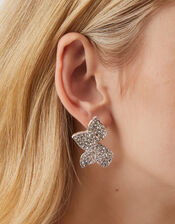 Half Flower Diamanté Drop Earrings, , large