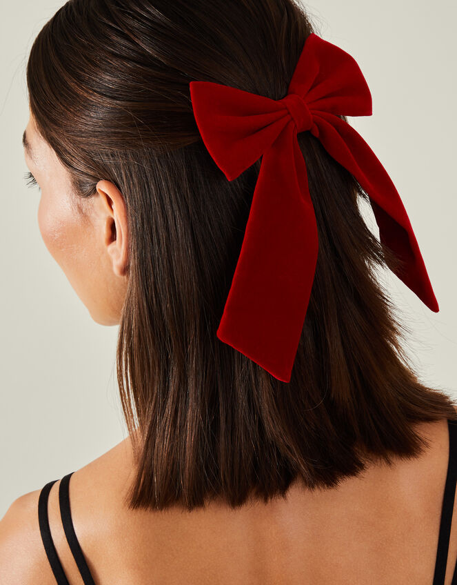 Velvet Bow Hair Clip, , large