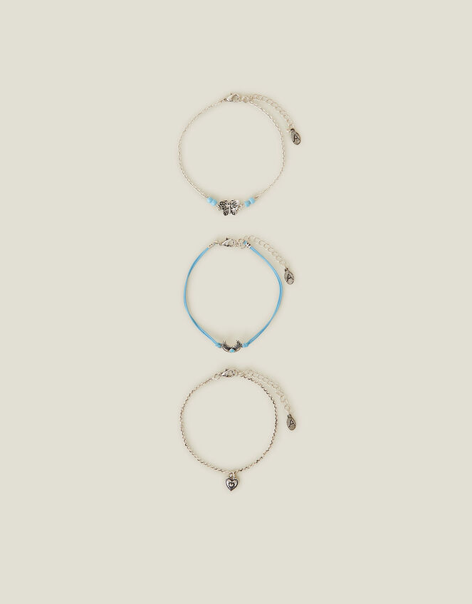 3-Pack Moon Charm Anklets, , large